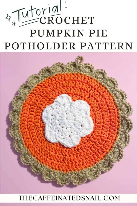 Pumpkin pie is symbolic with fall and the holidays like Thanksgiving, so why not decorate the kitchen with my Crochet Pumpkin Pie Potholder Pattern all fall long. A perfect potholder for pulling pies and casseroles out of the oven. Crochet Turkey Potholder Pattern, Crochet Pumpkin Potholder Free Pattern, Pumpkin Potholder Crochet Pattern, Thanksgiving Crochet Pot Holders, Crochet Pie Potholder, Crochet Holiday Potholders, Crochet Pumpkin Pie Potholder, Crochet Pumpkin Pie Hot Pad, Crochet Fall Hot Pads