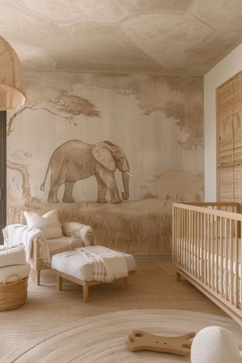 Safari nurseries evoke the thrill of the wild with playful animal prints, natural textures, and earthy hues. Click here for more inspiration. Safari Nursery Ideas, Modern Safari Nursery, Neutral Safari Nursery, Safari Baby Room, Nursery Trends, Baby Room Themes, Wild Baby, Adorable Nursery, Kids Bedroom Inspiration