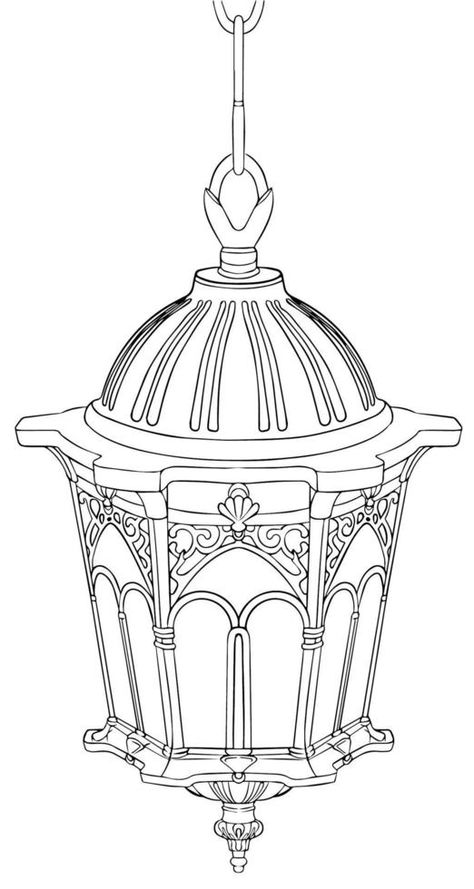 Sketch of a hanging lantern. Black and white vector drawing. For coloring books and for design. Lantern Design Drawing, Lantern Design Ideas, Lantern Sketch, Design Ideas Drawing, Drawing For Coloring, Lantern Drawing, Black And White Vector, Lantern Design, Drawing Simple