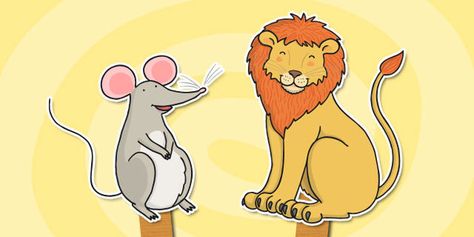 The Lion And The Mouse Stick Puppets The Lion And The Mouse Craft, Lion And Mouse Craft, The Lion And The Mouse Worksheet, Lion And Mouse Story Puppets, Lion And The Mouse Story, Story Puppets, Lion And Mouse Story, Lion And Mouse, Math Table