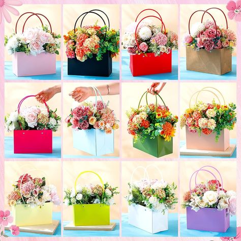 Amazon.com: Geyoga Flower Boxes for Arrangements Kraft Paper Gift Bags with Handle Waterproof Lining Flower Bags for Bouquets Floral Rectangle Tote Carrier Bags for Mother's Day Valentine's Day, 12 Color(12 Pcs) : Everything Else Flower Bags, Master Board, 2024 Wedding, Flower Bag, Paper Gift Bags, Waterproof Bags, Carrier Bag, Flower Boxes, Kraft Paper