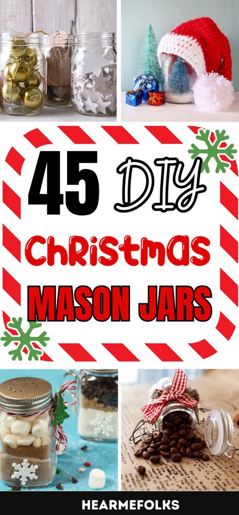 Mason Jars Christmas Ideas, Glass Jar Gift Ideas, Diy Mason Jar Christmas Gifts, Canning Jar Gifts, Jar Christmas Crafts, Jar Christmas Gifts, Thoughtful Handmade Gifts, Christmas Jar Gifts, Christmas Crafts To Make And Sell