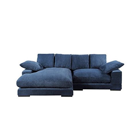 Moe's Home Collection Plunge Sectional Navy Blue Light Blue/Transitional Sectional Chaise, Sectional Sofa With Chaise, Modern Sofa Sectional, Soft Seating, Modern Sectional, Soft Pillows, Cushion Fabric, Entertaining Guests, L Shape