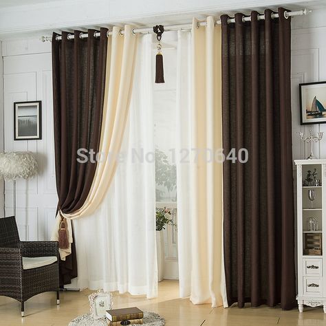 Modern linen splicing curtains,dining room restaurant hotel blackout curtains design fashion window roman curtains for bedroom Double Curtain Rod Ideas, Curtains Dining Room, Curtains Design, Headboard Curtains, Roman Curtains, Homemade Curtains, Dining Room Restaurant, Family Worksheet, Beige Curtains