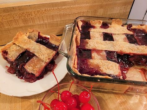 Cherry Cobbler with Pie Crust - ParnellTheChef Cherry Cobbler With Pie Filling And Pie Crust, Cherry Cobbler With Pie Crust, Cherry Pie Cobbler, Cherry Cobbler Recipes, Homemade Cherry Cobbler, Cherry Cobbler With Pie Filling, Fresh Cherry Cobbler, Pie Crust Top, Cherry Cobbler Recipe