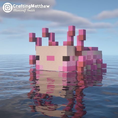 Axolotl Statue Minecraft, Axolotl House Minecraft, Axolotl Minecraft Build, Minecraft Axolotl Build, Minecraft Axolotl Enclosure, Axolotl Minecraft, Fotos Asthetics, Minecraft Axolotl, Minecraft Cottagecore