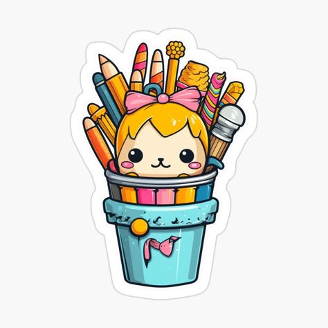 Get my art printed on awesome products. Support me at Redbubble #RBandME: https://www.redbubble.com/i/sticker/Cute-KawaiiMadness-Kawaii-Pencil-Holder-by-KawaiiMadness7/145722856.JCQM3?asc=u Pencil Sticker, Dp Quotes, Islamic Dp Quotes, Kawaii Pencil, Islamic Dp, Random Products, Decorate Notebook, Holder Design, Coloring Stickers