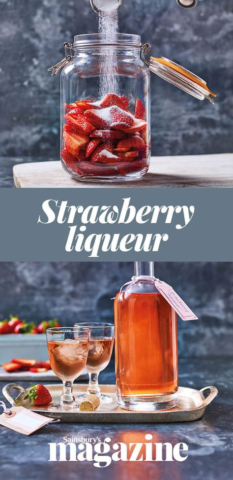 Follow our step-by-step guide to making your own strawberry liqueur - a luscious infused vodka, turned a delicate pink by summer fruits. Vodka Cake Recipes, Strawberry Liquor Recipes, Making Alcohol, Homemade Liqueur Recipes, Vegan Beverages, Boozy Treats, Diy Alcohol, Strawberry Liqueur, Macerated Strawberries