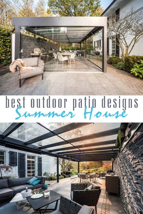 Contemporary Summer-Winter House - best outdoor patio designs collection by craft-mart Pergola With Glass Walls, Closed Patio Ideas, Urban Patio, Patio Design Ideas, Outdoor Patio Designs, Grilled Dinner, Outdoor Patio Ideas, Pergola Attached To House, Star Gazing