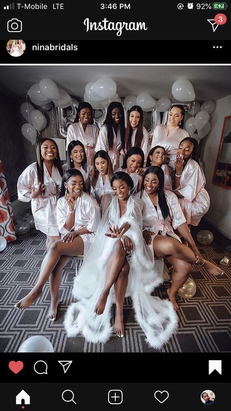 Bridal Robe Pictures, 10 Bridesmaids Pictures, Black People Weddings, Bridal Shower Pictures, Bride And Bridesmaid Pictures, Bridesmaid Pictures, Bridesmaid Photoshoot, Bride Shower, Bridesmaids Photos