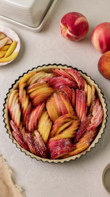 Anthea | Vegan Recipes on Instagram: "This vegan peach tart is the perfect way to farewell peach season here in Australia! It might look fancy but it's only 6 ingredients 😉🍑. During baking, the peach juices melts into the vegan butter and sugar to form a delicious fruity sauce that fills the whole tart! It's perfect for sharing with loved ones or enjoying by yourself, with a scoop of ice cream. Recipe is on my blog, linked in my bio x" Vegan Pies Recipes, Apple Tart Recipe, Vegan Peach, Peach Tart, Vegan Pastries, Scoop Of Ice Cream, Gluten Free Pastry, Chocolate Cheesecake Recipes, Easy Pie Recipes