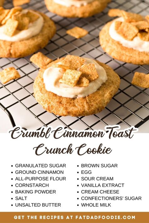 Crumbl Cinnamon Toast Crunch Cookie, Cinnamon Toast Crunch Cookies Recipe, Cinnamon Toast Crunch Cookies, Cinnamon Sugar Recipes, Crunch Cookies, Cinnamon Crunch, Butter Cinnamon, Crunch Cereal, Cinnamon Toast Crunch