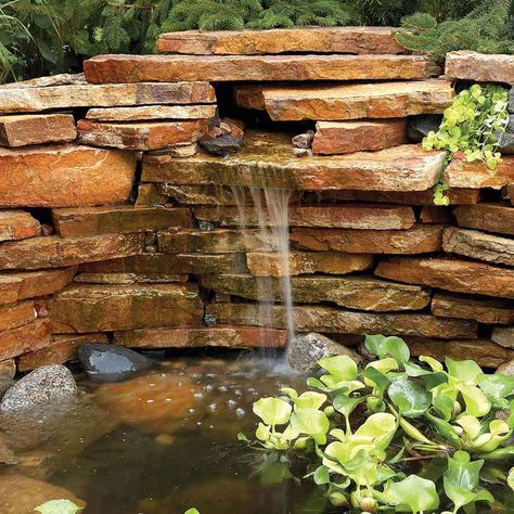 Private Pond and Waterfall Private Pond, Homemade Water Fountains, Waterfall Project, Waterfall Pond, Diy Waterfall, Fountain Pond, Outdoor Waterfalls, Diy Water Feature, Diy Pond