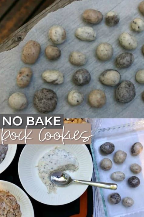 Rock No Bake Cookies for Kids Party Recipe. Such a fun kids party dessert idea. Plus having a Gem mining party? Rock climbing birthday? Whatever the event, take a look at these Rockin' Geology Rock Party ideas full of dazzling minerals, geodes, and agates. Birthday party ideas for boys or girls. Take a look at creative rock birthday cakes, gem mine activities, rock party decor and more. Gem Mining Party, Rock Party Ideas, Mining Birthday Party, Birthday Rocks, Mining Party, Rock Climbing Birthday, Rock Climbing Party, Rock Birthday, Fun Party Drinks