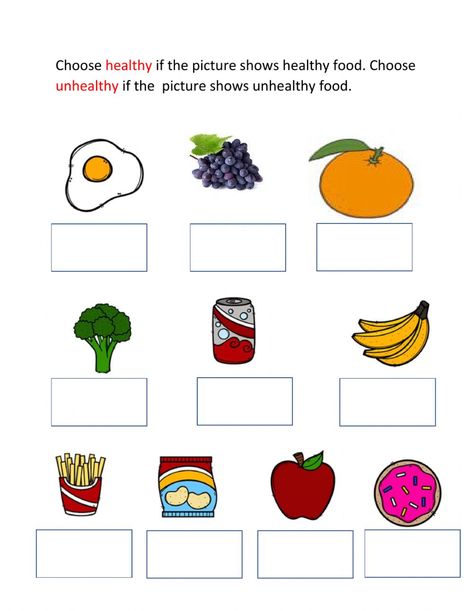 Food Worksheet For Kindergarten, Healthy And Unhealthy Food Worksheet, Food Worksheet, Worksheet For Kindergarten, Healthy And Unhealthy Food, Kitchen Safety, Ways To Stay Healthy, Computer Basics, Unhealthy Food