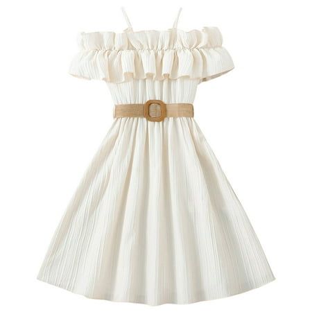 Big Girls Dresses Off Shoulder Short Sleeve Strap Ruffle Waist Tie Casual Dress 8-11Y Size: 8Y Recommended age: 7-8 Years Bust: 68cm/26.77'' Length: 78cm/30.71'' Size: 9Y Recommended age: 8-9 Years Bust: 71cm/27.95'' Length: 83cm/32.68'' Size: 10Y Recommended age: 9-10 Years Bust: 74cm/29.13'' Length: 88cm/34.65'' Size: 11Y Recommended age: 10-11 Years Bust: 80cm/31.50'' Length: 96cm/37.80'' This girl's dress is cute in style and bright colors, suitable for cute children. This dress can be worn on many occasions, whether it is back-to-school, wedding flower girls, holiday outings and home life, this dress will give you great options. This dress can be matched with children's hats, school bags, shoes, hair accessories, etc., and is a good companion for children's wardrobes. This dress is a Dresses For 9-10, Summer Dresses For Girls 10-12, Cute Outfits Dresses Girly, Outfit Ideas Kids Girls 11, Cute Modest Summer Dresses, Cool Dresses Party, Dresses For Kids 7-8, Cute Simple Clothes