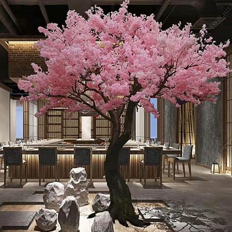 Texas Apartment, Blossom Tree Wedding, Japanese Cherry Blossom Tree, Artificial Cherry Blossom Tree, Blossom House, Cherry Blossom Theme, Tree Interior, Japanese Cherry Tree, Japan Cherry Blossom