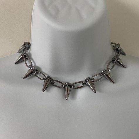 ᯽Street Grunge Spike Necklace᯽ - Gun Metal Grey... - Depop Street Grunge, Spike Necklace, Goth Punk, Grunge Goth, Grey Colour, Gray Color, Collage, Grey, Christmas