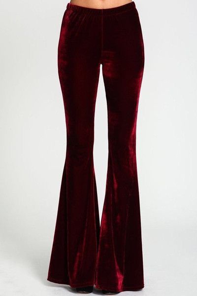 Velvet Bell Bottoms, Velvet Flare Pants, Burgundy Pants, Velvet Flares, Velvet Fashion, Velvet Pants, Stevie Nicks, Junior Outfits, 70s Fashion