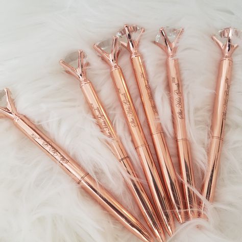 5x Diamond Rose Gold Pen Bundle Rose Gold Pen, Diamond Top, Gold Pen, Pink Box, Unique Diamonds, Birthday Favors, Ballpoint Pen, Scents, Pen