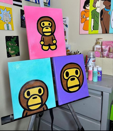 Hype East Paintings, Hypebeast Painting Ideas On Canvas, Kaws Flower Painting Canvas, Hypebeast Painting Ideas, Bape Paintings Canvas, Hypebeast Painting Canvas, Kaws Painting Ideas On Canvas, Kaws Canvas Painting, Bape Paintings