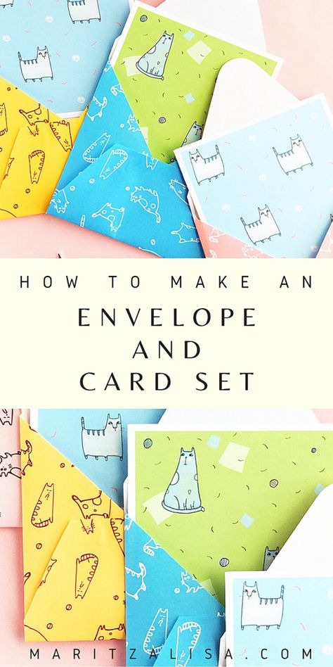 How To Make An Envelope - This tutorial shows you the step by step instructions on how to make your own patterned envelope and card set out of paper! How To Make Stationary, Diy Pencils, Diy Paper Clips, Gift Boxes Diy, Make Envelopes, Make An Envelope, Diy Gift Bags, Notebook Cover Ideas, Stationary Printable