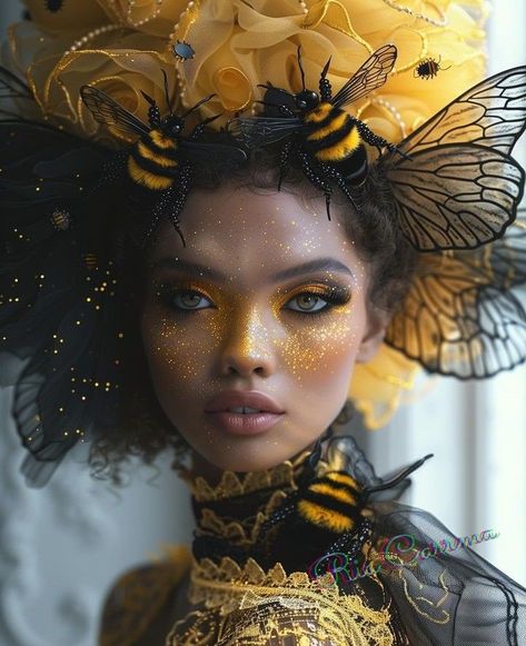 Bee Costume Makeup, Bee Witch, Bee Mask, Queen Bee Costume, Bee Outfit, Queen Bees Art, Gift Exchange Ideas, Bee Makeup, Mary Poppins Costume