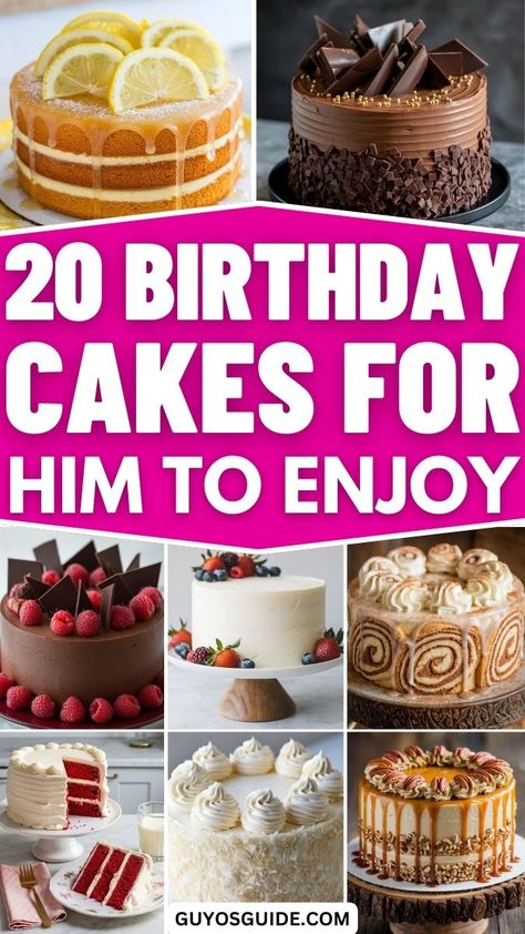 20 Birthday Cakes for Him Bday Cakes For Men Simple, Birthday Cake For 75 Year Old Man, Fancy Cakes For Men, Epic Birthday Cakes, Men's 50th Birthday Cake, Chocolate Cake Ideas For Men, Cake Design For Men Simple, Decorating Birthday Cakes, Chocolate Cake Designs For Men