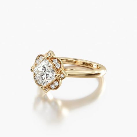 Antique Engagement Rings Victorian Gold, Simple Vintage Style Engagement Rings, Vintage Engagement Rings Floral, Round 1 Carat Engagement Ring, Unique Circle Engagement Rings, Floral Inspired Engagement Rings, Divorce Ring Redesign, Bevel Engagement Ring, Halo Setting Engagement Rings