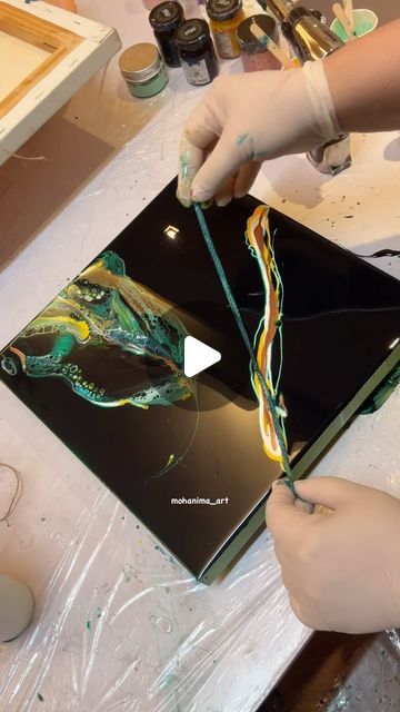 Pull Painting, Abstract Resin Art, Epoxy Paint, Abstract Painting Techniques, Resin Art Painting, Resin Wall Art, Acrylic Pouring Art, Paint Pouring, Epoxy Resin Crafts