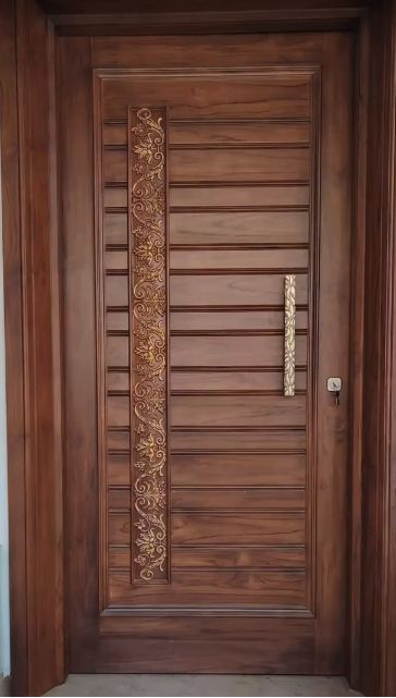 Wooden Handles Door Carved Wood, Saag Wood Main Door Design, Teak Wood Main Door Design Entrance Modern Single Door Indian, Sagwan Wood Door Design Latest, Teak Wood Main Door Design Entrance Indian, Indian Main Door Designs, Door Design Entrance, Tickets Design, Single Main Door Designs