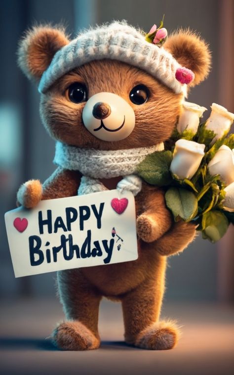 Birthday Wishes Gif, Bday Wishes, Teddy Bear Birthday, Bear Birthday, Birthday Images, Happy Birthday Wishes, Im Happy, I'm Happy, Teddy Bears