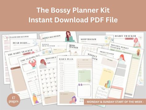 Boss Planner, Digital Monthly Planner, Girl Boss Planner, Learn Graphic Design, Feminine Theme, Planner Goals, Website Banner Design, Female Boss, Banners Design