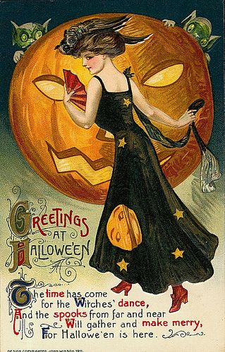 Free to use in your Art only, not for Sale on a Collage Sheet or a CD Old Fashioned Halloween, Vintage Halloween Greeting Cards, Witches Dance, Vintage Halloween Cards, Victorian Halloween, Vintage Halloween Images, Photo Halloween, Wal Art, Carte Halloween