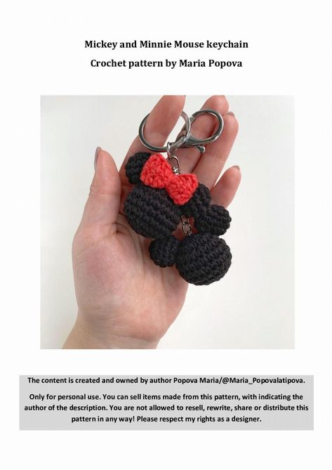 Mickey and Minnie Mouse keychain Crochet pattern Minnie Crochet Pattern, Crochet Minnie Mouse Amigurumi Free Pattern, Crochet Mickey Mouse Keychain, Mickey Mouse Amigurumi Free Pattern, Free Crochet Disney Patterns, Mickey Crochet Pattern, Crochet Disney Characters Free Pattern, Crochet Mickey Mouse Pattern Free, Minnie Mouse Crochet Pattern Free