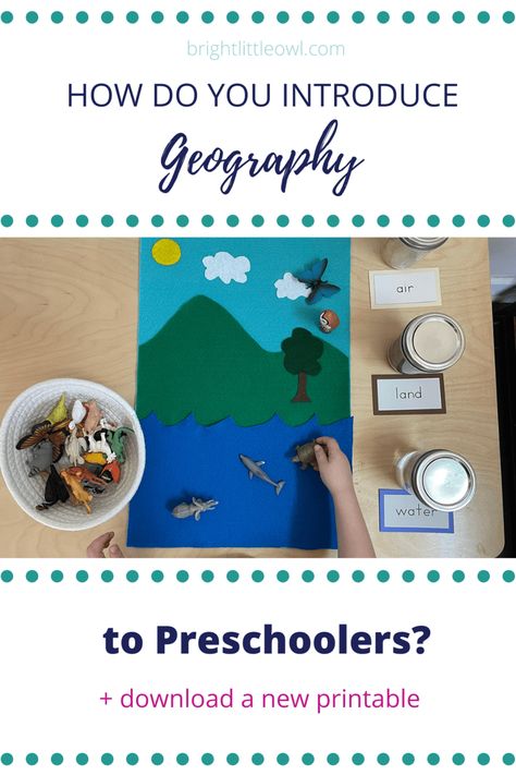 Earth Montessori Activities, Montessori Land Air Water Activities, Pre K Geography Activities, Montessori Geography Activities, Land Air And Water Montessori, Land Air Water Montessori, Land Water Air Montessori, Land Air Water Free Printables, Geography For Preschoolers