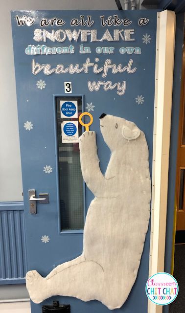 Polar Bear Christmas Door Decorations, January Class Door Ideas, Winter Animal Bulletin Board Ideas, Winter Display Case School, Arctic Animal Classroom Door, Arctic Animals Bulletin Board, January Door Decorations Classroom Preschool, Polar Bear Classroom Door, Artic Classroom Decorations