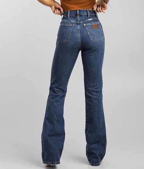 Wrangler Trumpet Flare Jeans, Wrangler Wide Leg Jeans, Wrangler Pants Women, High Waisted Wrangler Jeans, Styling Wrangler Jeans, Bootcut Jeans Western, Cowgirl Jeans Wrangler, High Waisted Western Jeans, Women’s Wrangler Jeans Outfit