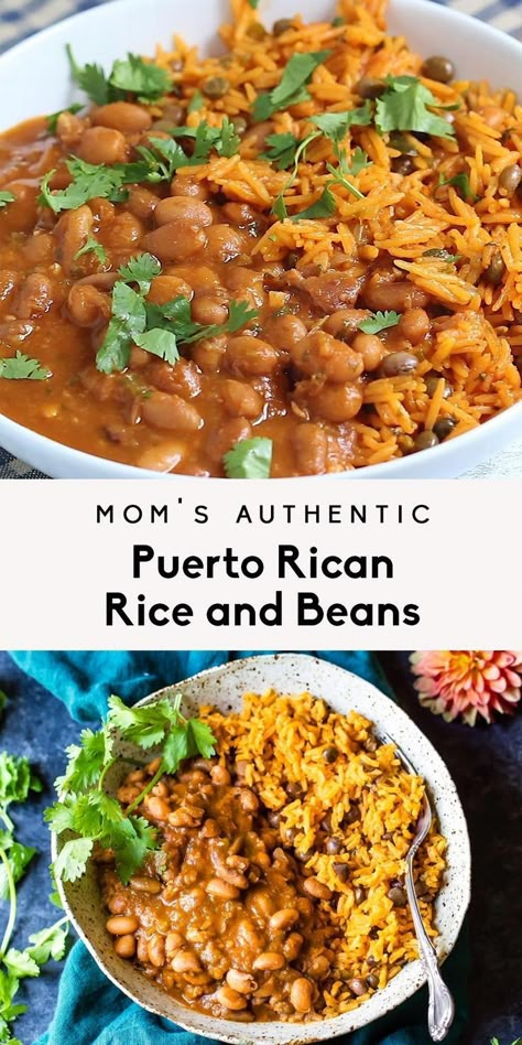 Puerto Rican Rice And Beans, Homemade Sofrito, Puerto Rican Rice, Vegetarian Crockpot Recipes, Rice Recipes For Dinner, Rice And Beans, One Pot Dinners, Tasty Vegetarian Recipes, Idee Pasto Sano