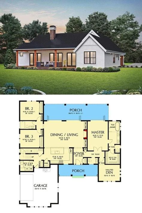 Rancher House Plans, Ranch House Floor Plans, House Plans With Pictures, Cool House Plans, American House Plans, Craftsman Farmhouse, Farmhouse Floor Plans, Free House Plans, House Plans 3 Bedroom