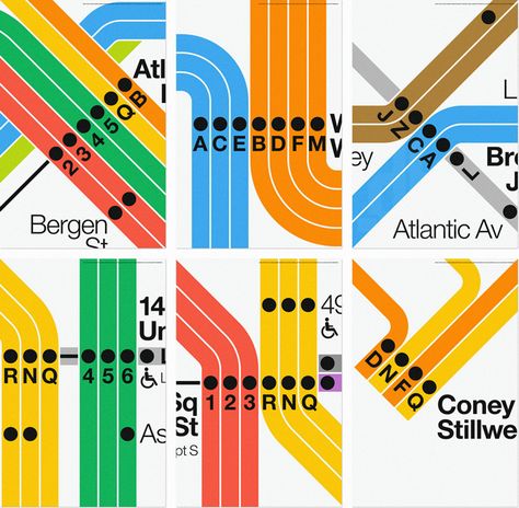 City Branding Design, Subway Signage, Vignelli Design, Subway Poster, Nyc Subway Map, Ny Subway, Map Diagram, Journey Map, Transit Map