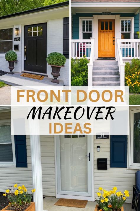 Front Door Makeover Ideas, Door Makeover Ideas, Wall Molding Ideas, Front Door Transformation, Door Transformation, Apartment Front Doors, Home Library Decor, Replacing Front Door, Cozy Home Library