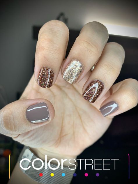 Brown Colorstreet Combos, Upper East Side Color Street Combo, Sahara Jewel Color Street Combo, Fall Color Street Combos, Short Coffin Ombre, Ombre Nails Short, Coffin Ombre, Nail Signs, Nail Combos