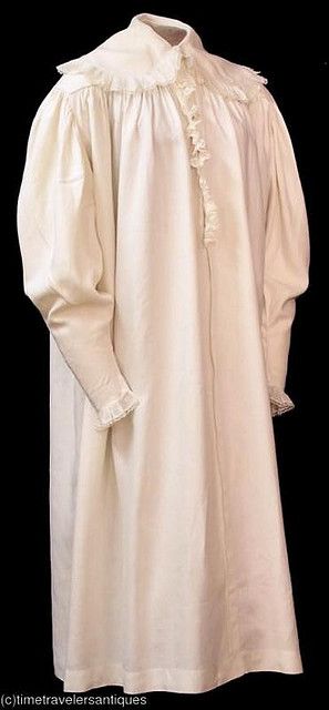 nightgown ca 1830 Victorian Chemise, Regency Nightgown, 1500s Nightgown, 1800 Pajamas, Victorian Nightgown Men, Victorian Nightgown 19th Century, 1600s Nightgown, Victorian Night Dress, 1850s Nightgown