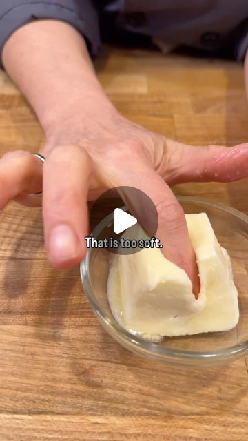 Chefsmartypants on Instagram: "How to tell if your butter is “beurre plastique” aka the right temperature for baking!   More tips like this are on my Substack. Link in bio to subscribe!   #butter #baking #bakingtips #bakingtime #beurre" How To Make Butter, Food Saver Hacks, Salt Block Cooking, Baking Chart, Kitchen Hacks Food, Amazing Food Hacks, Baking Hacks, Cooking Measurements, Kitchen Help