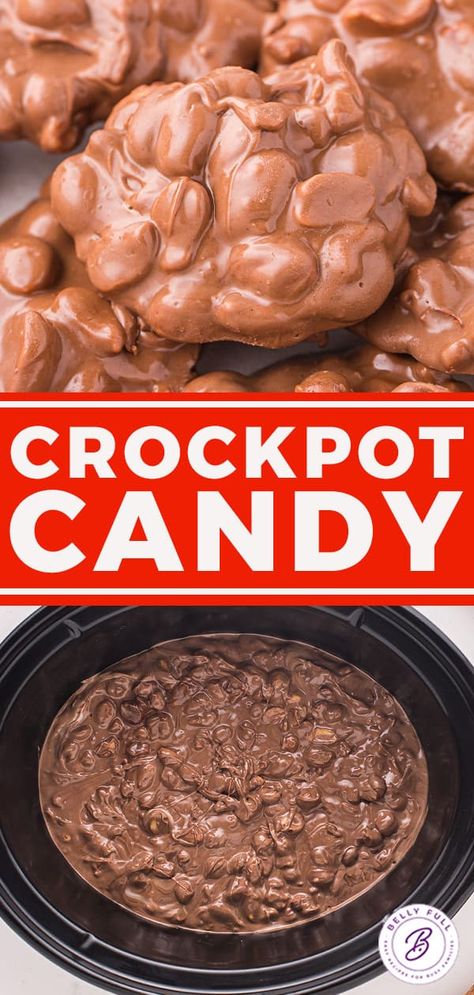 Made with just 5 ingredients including dry roasted peanuts and chocolate, this Crockpot Candy is a terrific sweet and salty treat that is ridiculously easy to make. Great for the holiday, gift giving, or any occasion. Crockpot Candy Peanut Clusters, Crock Pot Peanut Clusters, Crockpot Candy Recipes, Homemade Chocolate Candy, Crockpot Christmas, Crockpot Candy, Peanut Clusters, Best Christmas Desserts, Gluten Free Holiday