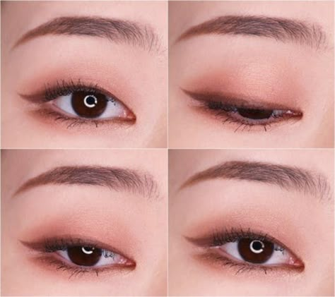 Makeup For Single Eyelid, Eye Makeup Hooded Eyelids, Single Eyelid Makeup, Makeup Hooded Eyelids, Korean Eyeliner, Teknik Makeup, Monolid Eye Makeup, Dark Circles Makeup, Monolid Eyes