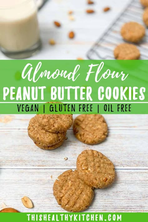 Check this out to learn how easy it is to make almond flour peanut butter cookies. They're made with simple ingredients, refined sugar free, naturally gluten free, low carb compared to store bought cookies and actually healthy. Filled with protein and 'good for you' fat, these eggless cookies are nutritious enough for breakfast, snack or a healthy dessert. Crunchy edges, but soft in the middle, these perfectly moist vegan cookies will easily become your new favourite. Almond Flour Christmas Cookies, Peanut Butter Cookies Gluten Free, Butter Cookies Gluten Free, Almond Flour Peanut Butter Cookies, Decorated Food, Make Almond Flour, Eggless Cookies, Gluten Free Peanut Butter Cookies, Almond Butter Cookies