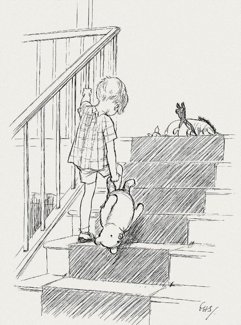 E.H. Shepard's Original Winnie the Pooh Drawings from the Winnie-the- Pooh books by A. A. Milne via Gems Eh Shepard, Winnie The Pooh Drawing, 심플한 그림, Arte 8 Bits, Winnie The Pooh Quotes, Winnie The Pooh Friends, Christopher Robin, Dessin Adorable, Pooh Bear