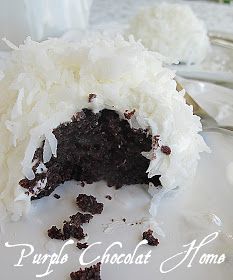 Purple Chocolat Home: Sophisticated Snowball Cupcakes Homemade Snowballs, Snowball Cupcakes, Chocolate Snowballs, Snowman Baby, Ball Cake, Coconut Desserts, Snow Ball, Brownie Desserts, A Piece Of Cake